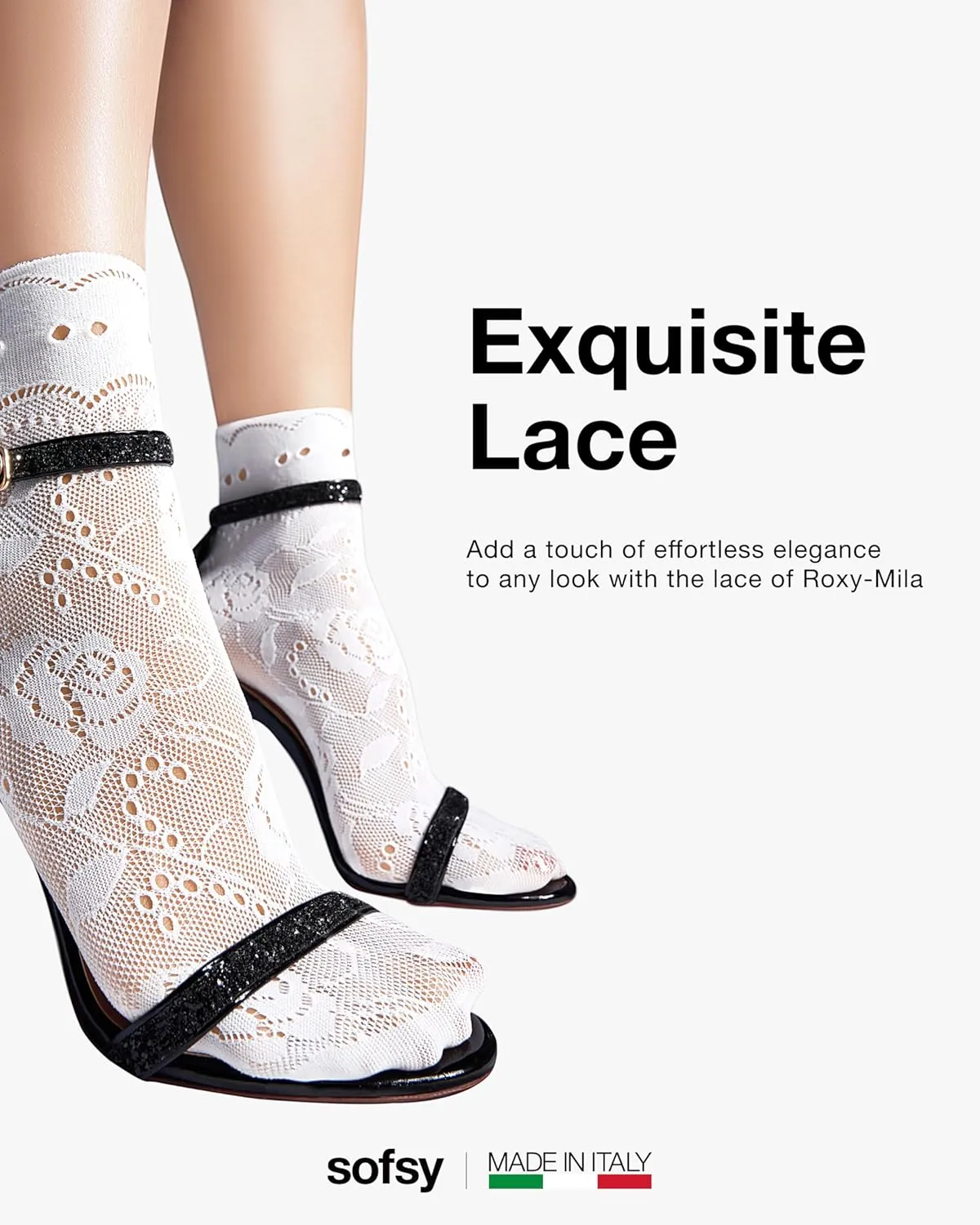 sofsy 10-Year Hosiery Craftsmanship - Italian-Made Fishnet Stockings for Women | Soft Dual Silicone Lace Top Thigh Highs