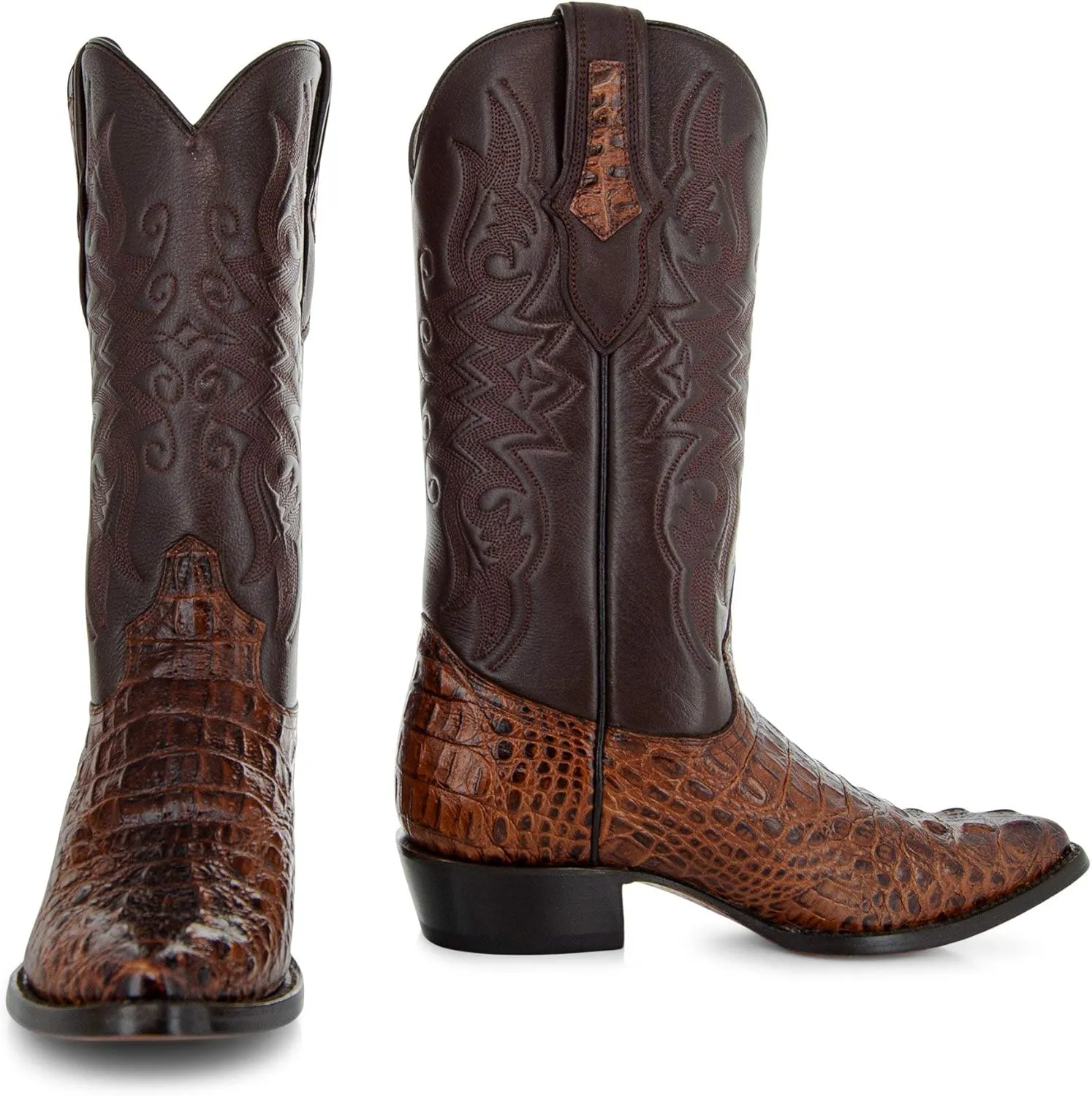 Soto Boots Men's Gator Tail Print Cowboy Boots, Exotic Print Men's Cowboy Boots, Western Boots For Men H7006