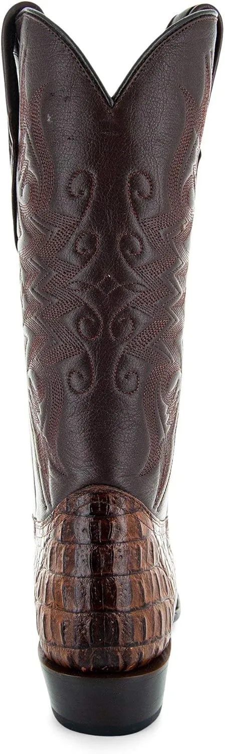Soto Boots Men's Gator Tail Print Cowboy Boots, Exotic Print Men's Cowboy Boots, Western Boots For Men H7006