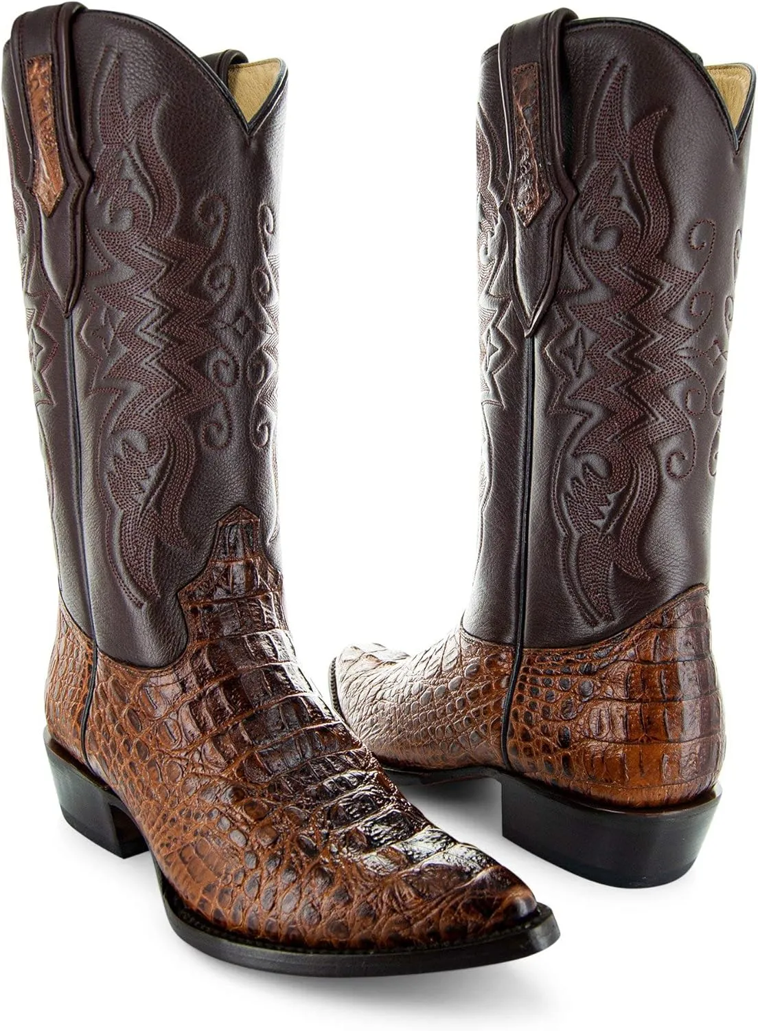 Soto Boots Men's Gator Tail Print Cowboy Boots, Exotic Print Men's Cowboy Boots, Western Boots For Men H7006