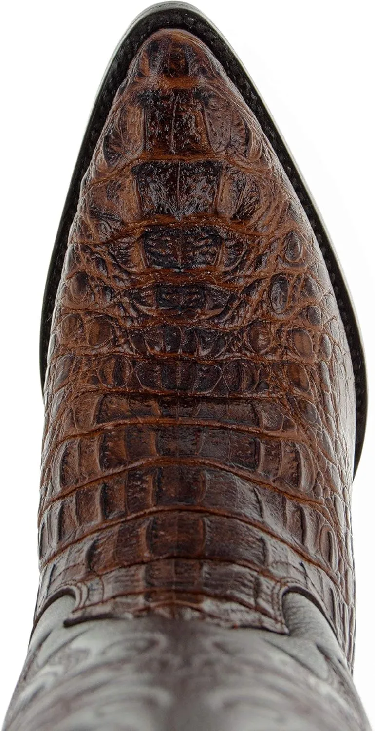 Soto Boots Men's Gator Tail Print Cowboy Boots, Exotic Print Men's Cowboy Boots, Western Boots For Men H7006