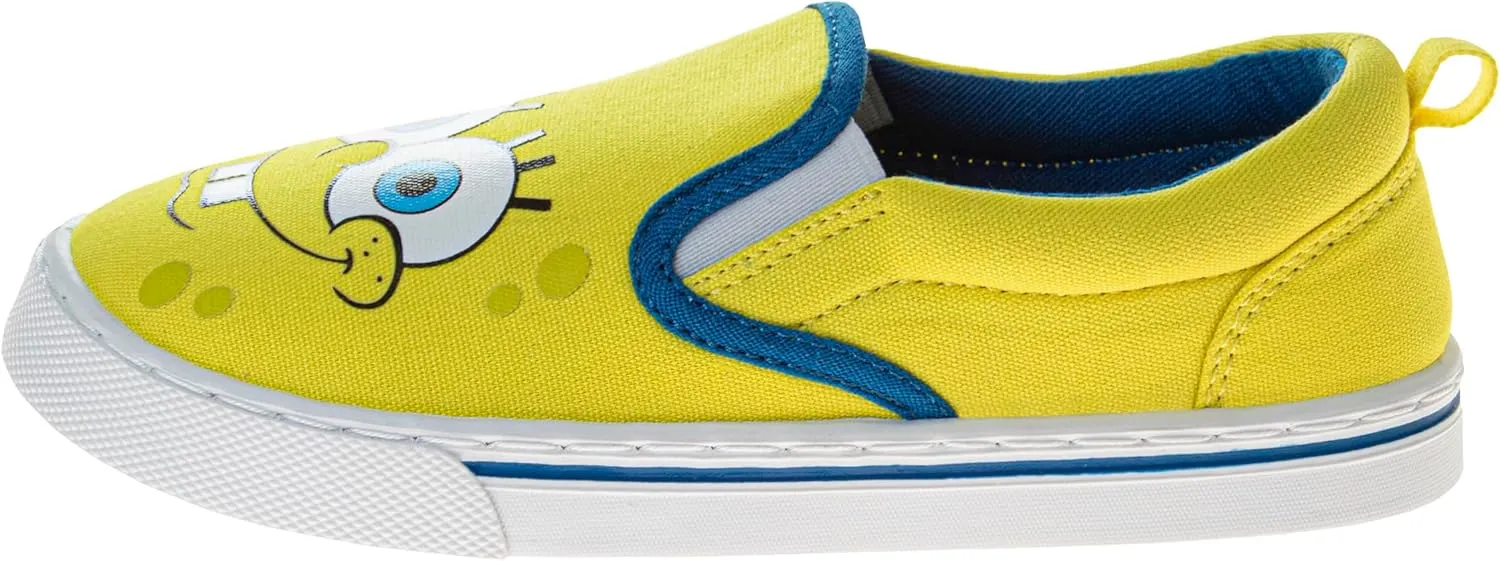 Sponge Bob Canva LowTops Shoe Sneakers - Spongebob Squarepants Low Top Sneaker Shoes for Kids Boys and Girls (Sizes 12-13 Little Kid / 1-4 Big Kid)