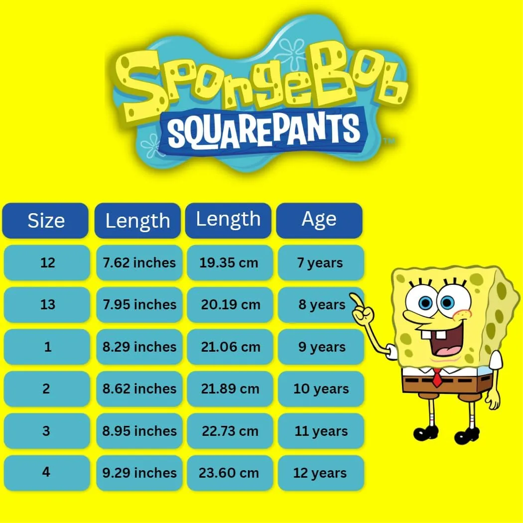 Sponge Bob Canva LowTops Shoe Sneakers - Spongebob Squarepants Low Top Sneaker Shoes for Kids Boys and Girls (Sizes 12-13 Little Kid / 1-4 Big Kid)