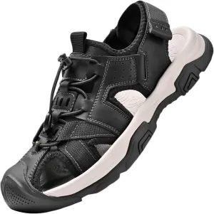 Sports Outdoor Closed Toe Leather Sandals Summer Men's Beach Shoes Casual Trekking Walking Hiking Sandals
