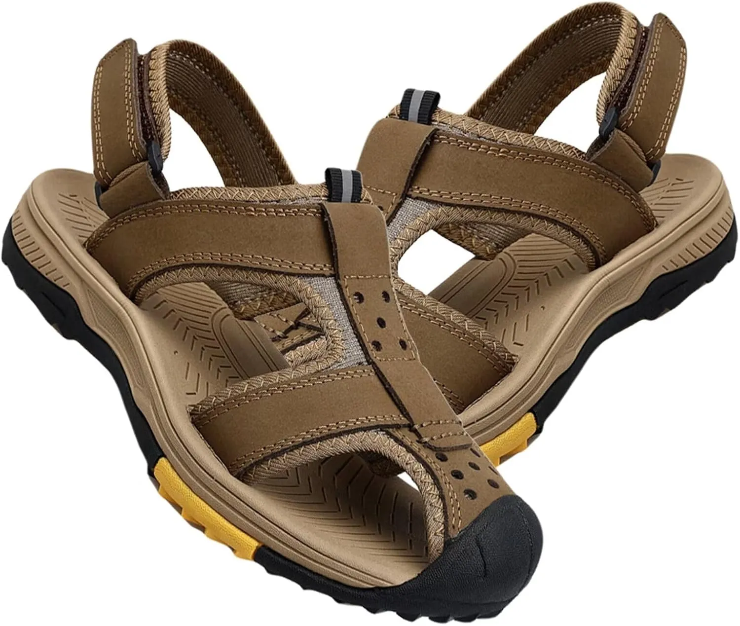 Sports Outdoor Sandals Summer Men's Beach Shoes Leather Sandals for Men Closed Toe Trekking Walking Hiking Sandals Shoes