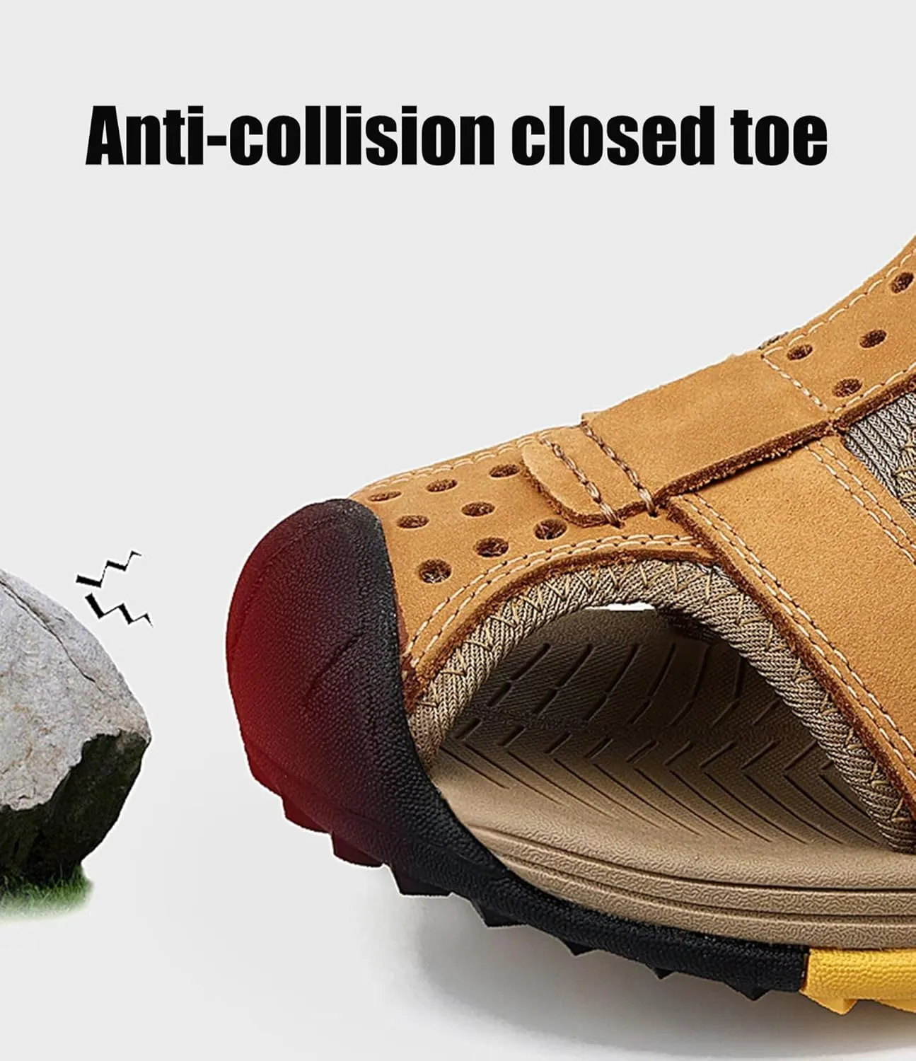 Sports Outdoor Sandals Summer Men's Beach Shoes Leather Sandals for Men Closed Toe Trekking Walking Hiking Sandals Shoes