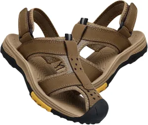 Sports Outdoor Sandals Summer Men's Beach Shoes Leather Sandals for Men Closed Toe Trekking Walking Hiking Sandals Shoes