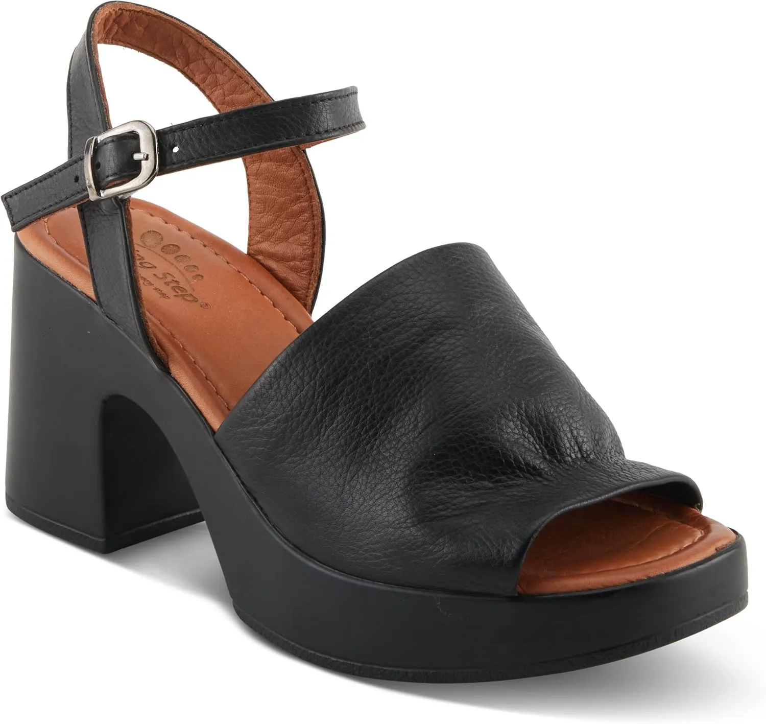 Spring Step NEWLONDON Women's Platform Block Heel Sandals with Buttery Leather Upper