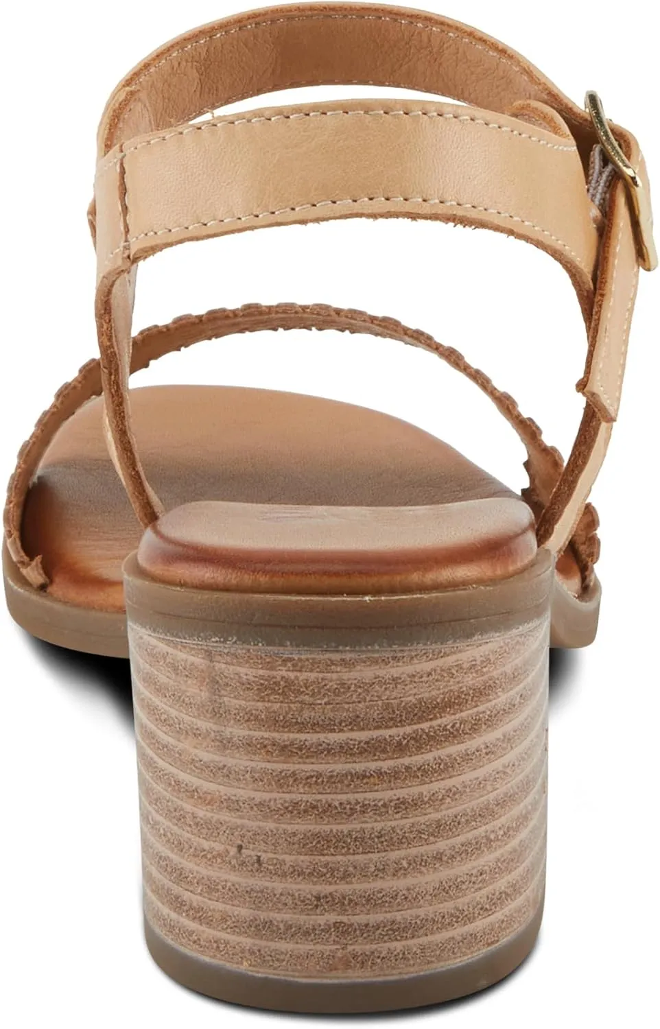 Spring Step NIFONA Women's Embossed Leather Sandals with Cushioned Footbed and Stacked Heel