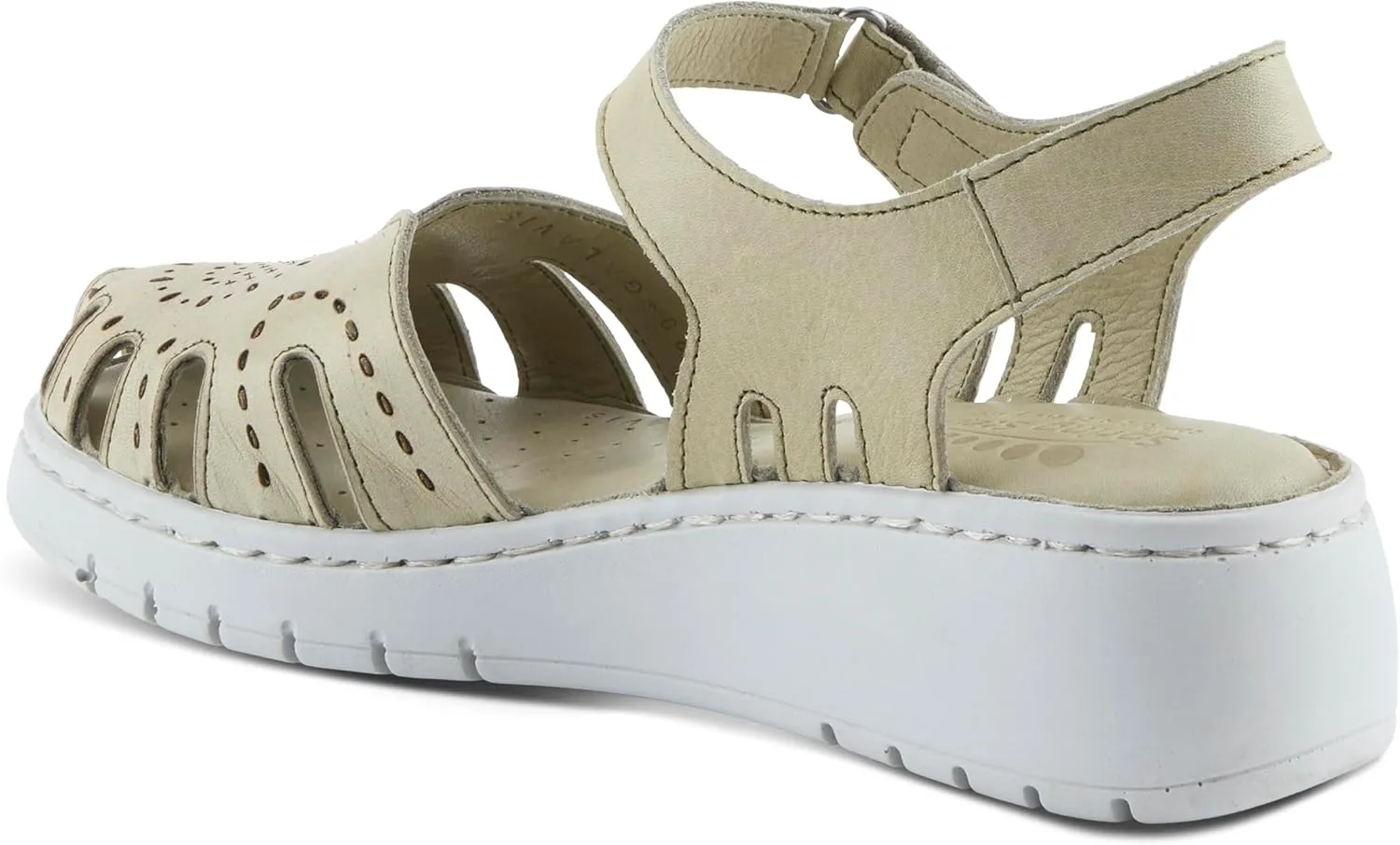 Spring Step Women's GALAVIS Leather Wedge Sandals – Closed-Toe Sporty Sandal with Hook-and-Loop Closure and Cushioned Footbed