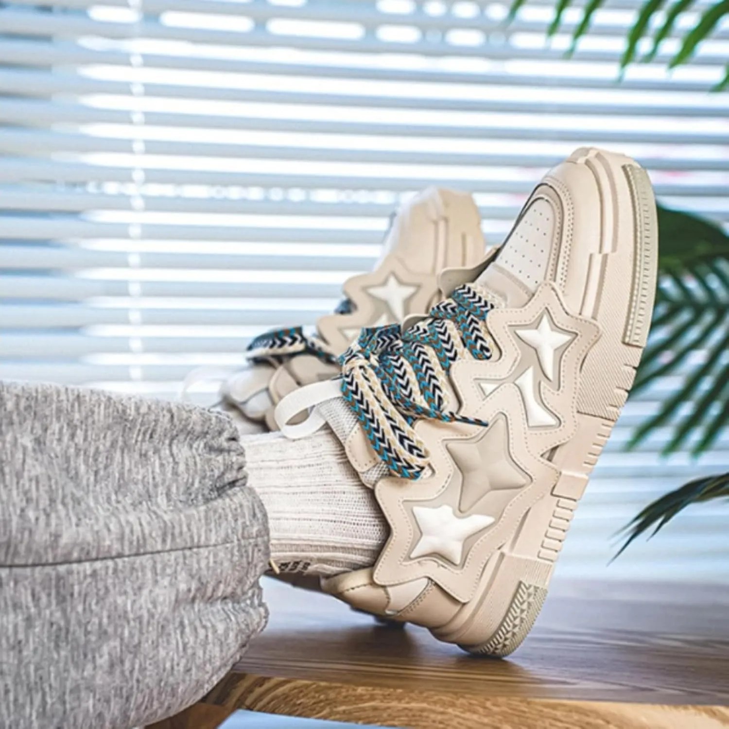 Star Chunky Sneakers for Women Men Trendy Casual Aesthetic Skate Walking Shoes Platform Streetwear Shoes