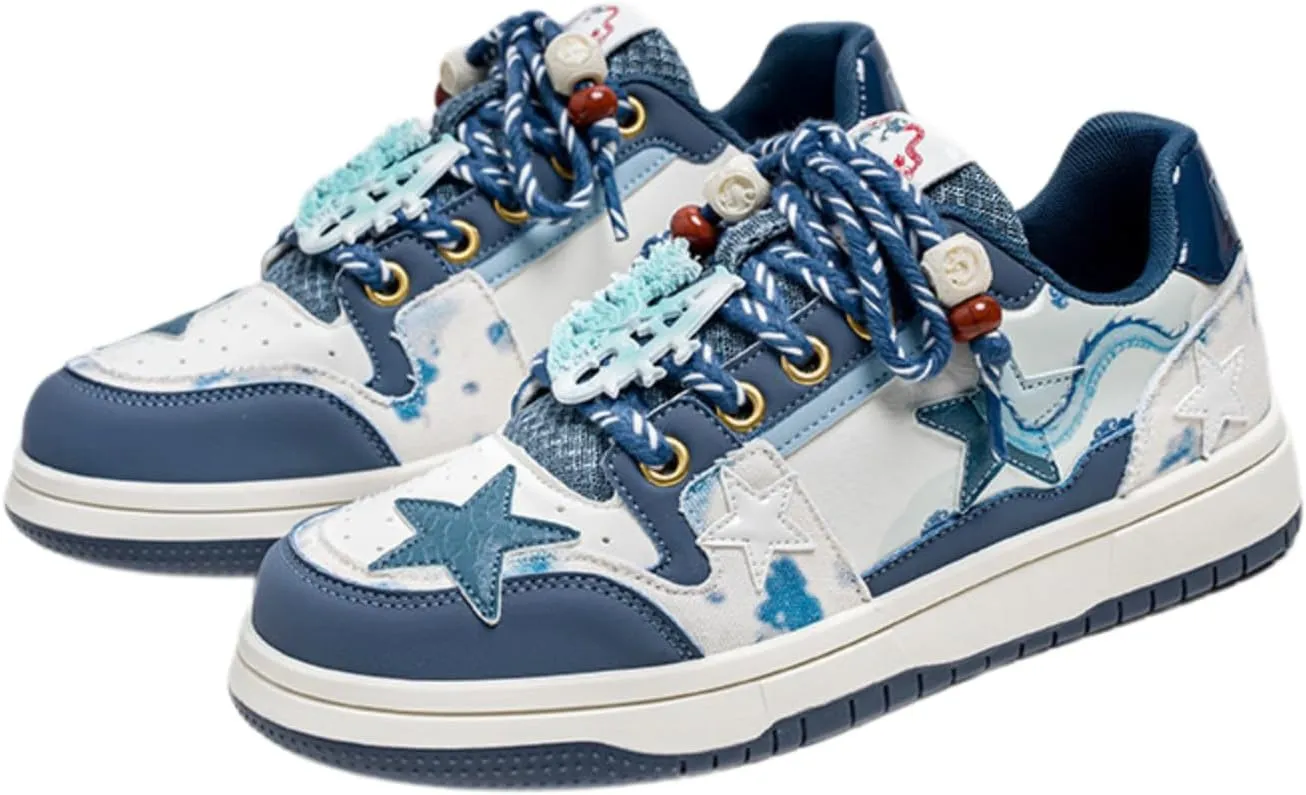 Star Cute Sneakers for Women Stylish Chunky Sole Trainers All-Season Comfortable Shoes in Multiple Colors