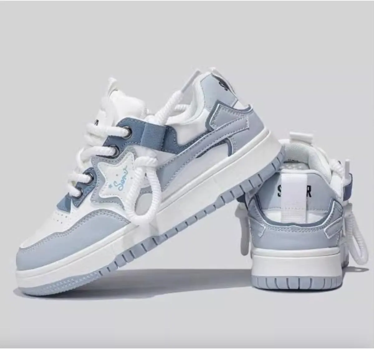 Star Dreamer Sneakers Kawaii Pastel Platform Shoes for Teen Girls and Young Women | Cute Korean Fashion Sneakers with Star Charm | Blue Aesthetic Streetwear