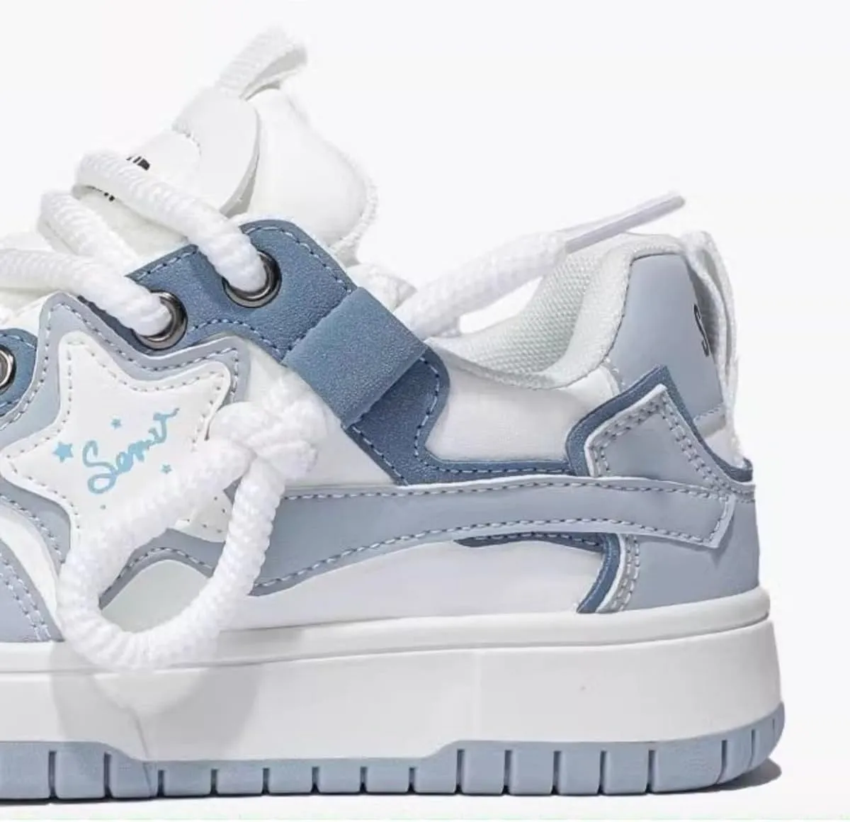 Star Dreamer Sneakers Kawaii Pastel Platform Shoes for Teen Girls and Young Women | Cute Korean Fashion Sneakers with Star Charm | Blue Aesthetic Streetwear