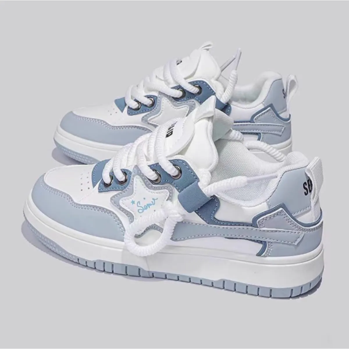 Star Dreamer Sneakers Kawaii Pastel Platform Shoes for Teen Girls and Young Women | Cute Korean Fashion Sneakers with Star Charm | Blue Aesthetic Streetwear