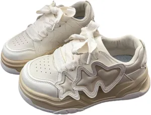 Star Motif Platform Shoes - Chunky Sneakers for Women, Aesthetic Shoes, Star Platform Shoes