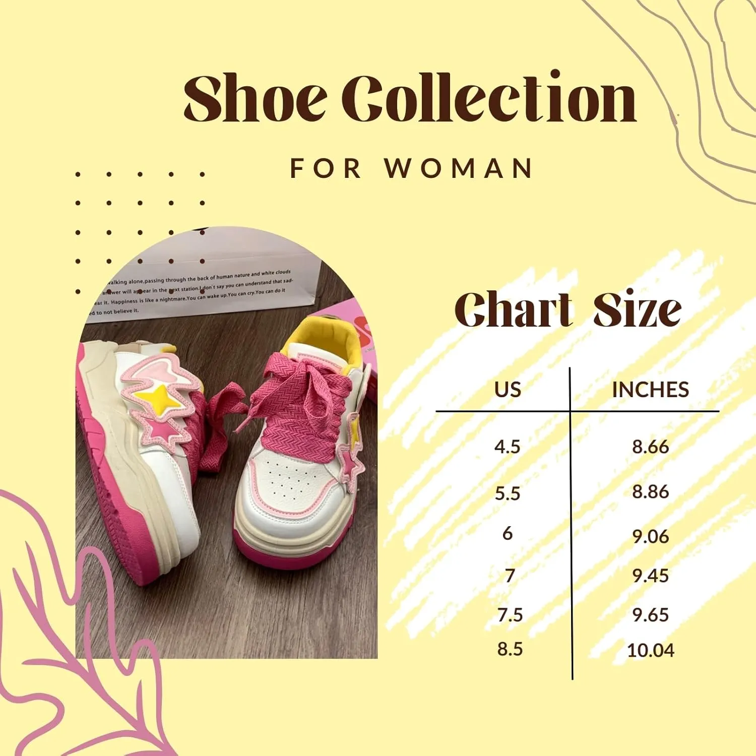 Star Motif Platform Shoes - Chunky Sneakers for Women, Aesthetic Shoes, Star Platform Shoes