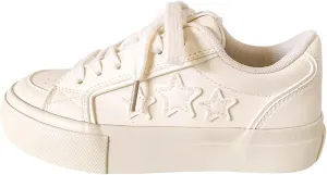 Star Patch Chunky Sneakers for Women Girl Teens, Preppy Cute Y2K Streetwear Platform Shoes, Height Boost