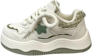 Star Platform Sneakers for Women - Chunky Cute Aesthetic Shoes, Thick Sole Anti-Slip Comfort US 4-8 (Gifts, Charms)