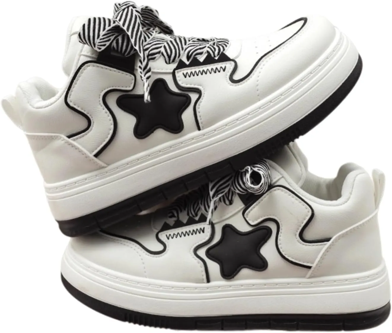 Star Shoes Thick Laces Walking Cute Sneakers for Women Thick Sole Y2K Shoes Walking Shoes Flat Platform Chunky Style Casual