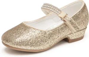 Stelle Girls Dress Shoes Toddler White Flower Girl Low Heels Mary Jane Flat for School Uniform Wedding(Little/Big Kid)