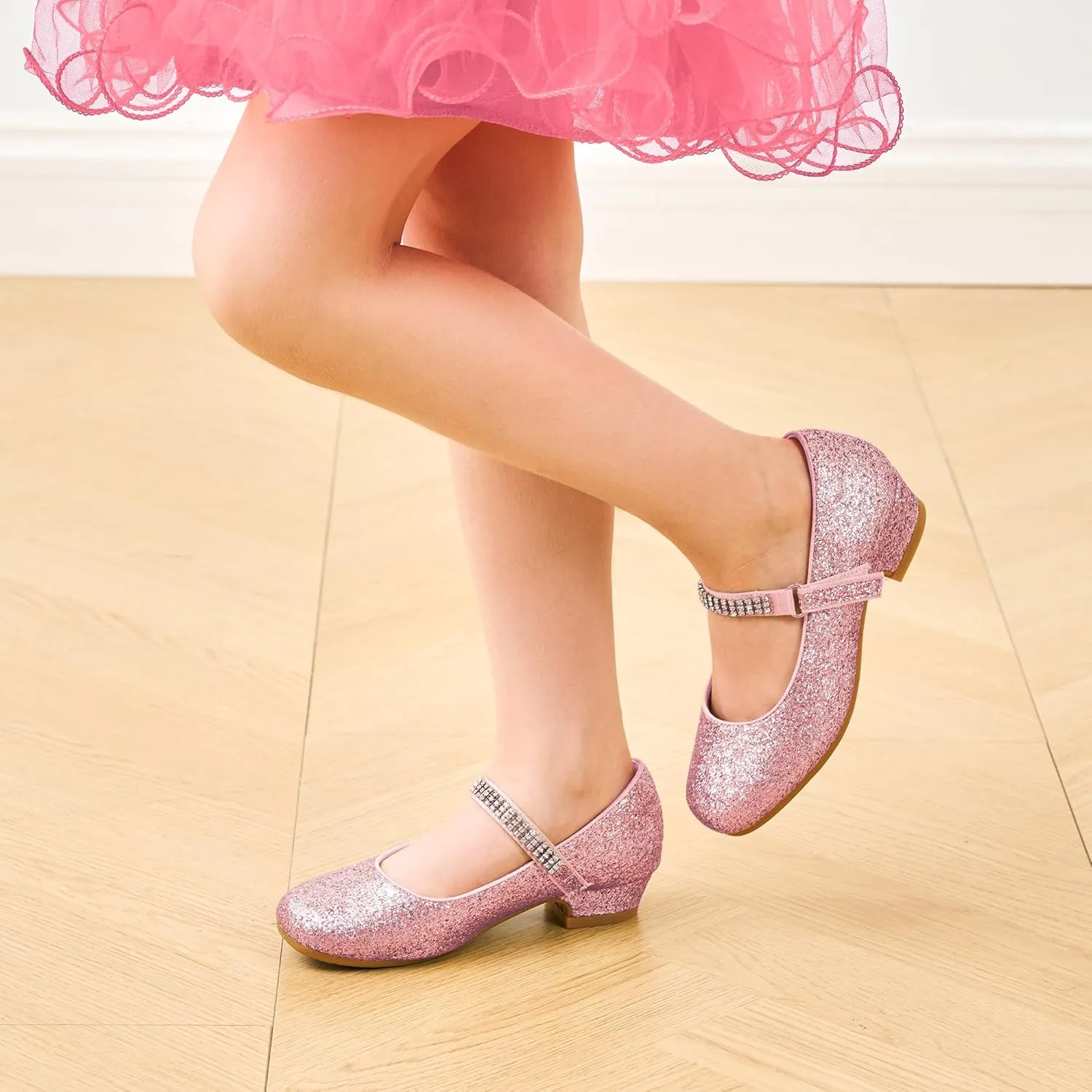 Stelle Girls Dress Shoes Toddler White Flower Girl Low Heels Mary Jane Flat for School Uniform Wedding(Little/Big Kid)