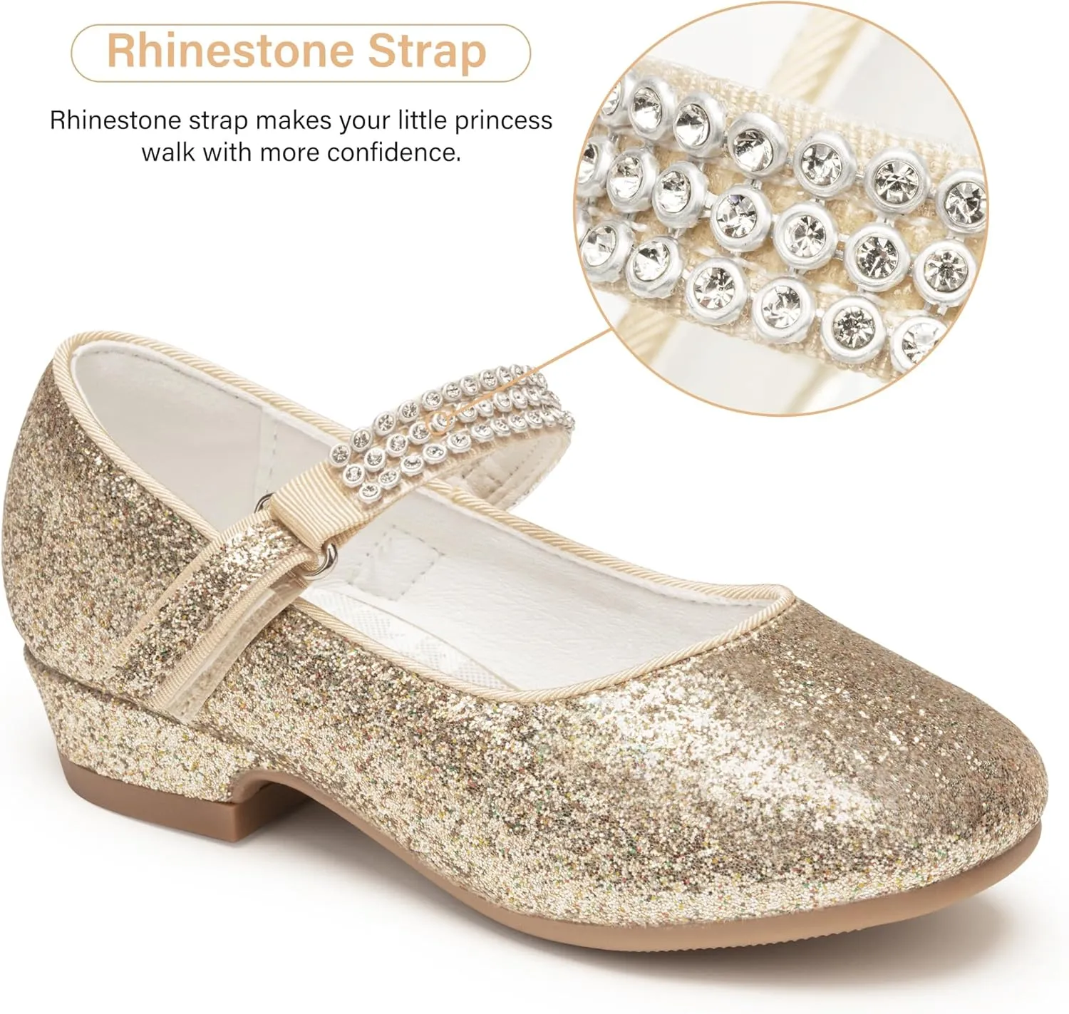 Stelle Girls Dress Shoes Toddler White Flower Girl Low Heels Mary Jane Flat for School Uniform Wedding(Little/Big Kid)