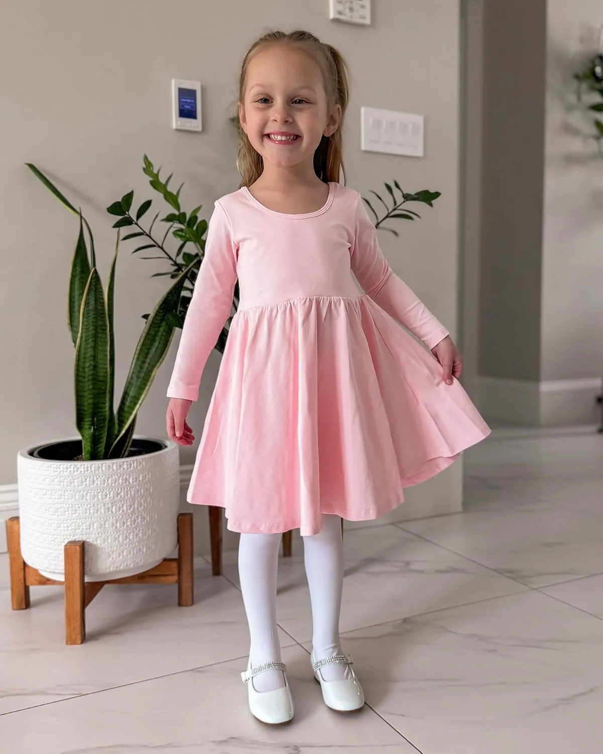 Stelle Girls Dress Shoes Toddler White Flower Girl Low Heels Mary Jane Flat for School Uniform Wedding(Little/Big Kid)