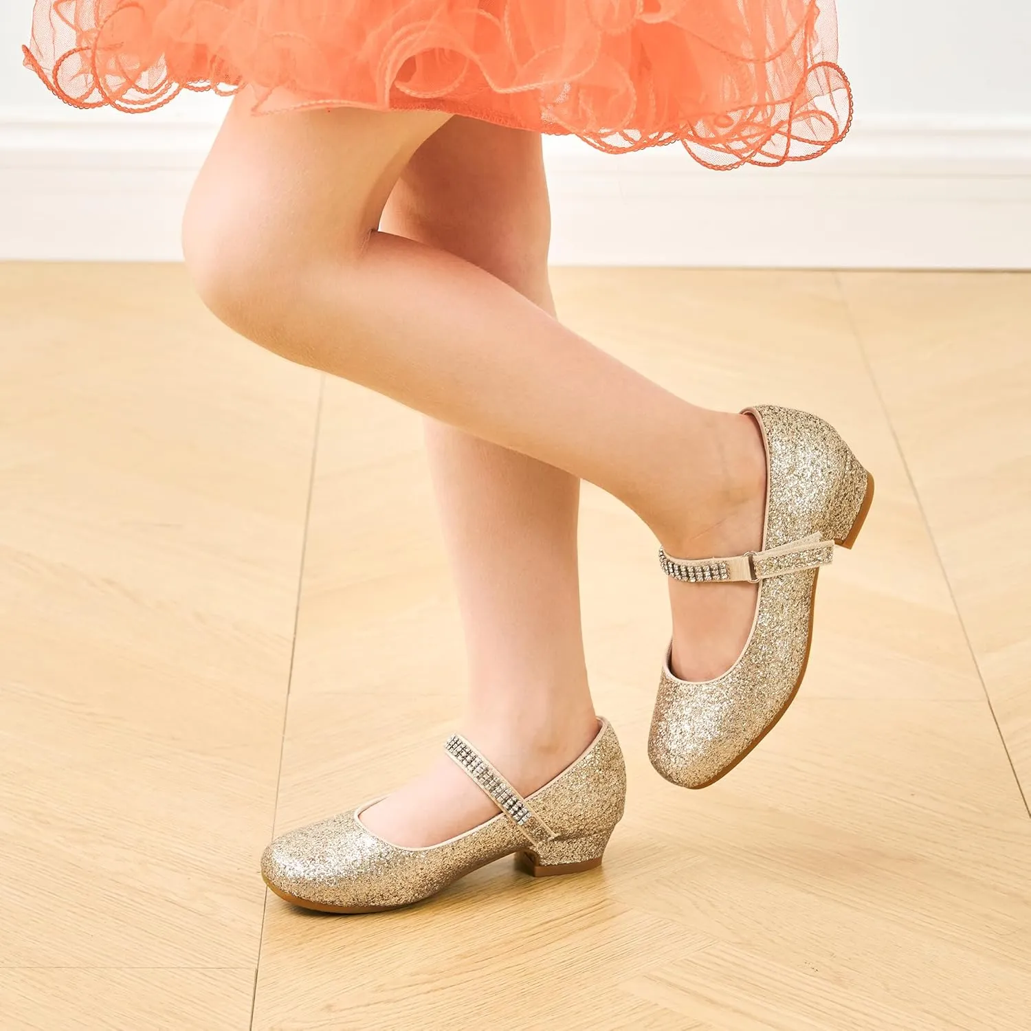 Stelle Girls Dress Shoes Toddler White Flower Girl Low Heels Mary Jane Flat for School Uniform Wedding(Little/Big Kid)
