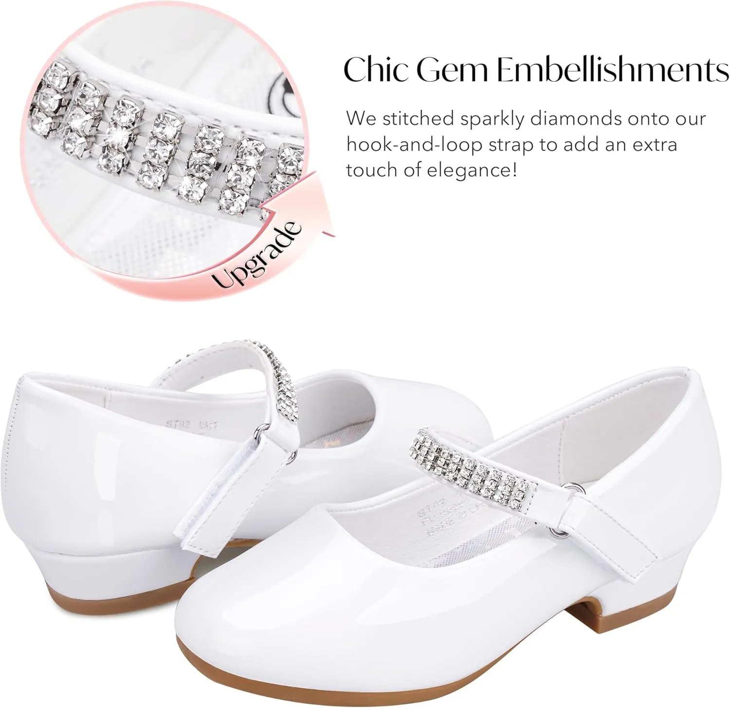 Stelle Girls Dress Shoes Toddler White Flower Girl Low Heels Mary Jane Flat for School Uniform Wedding(Little/Big Kid)