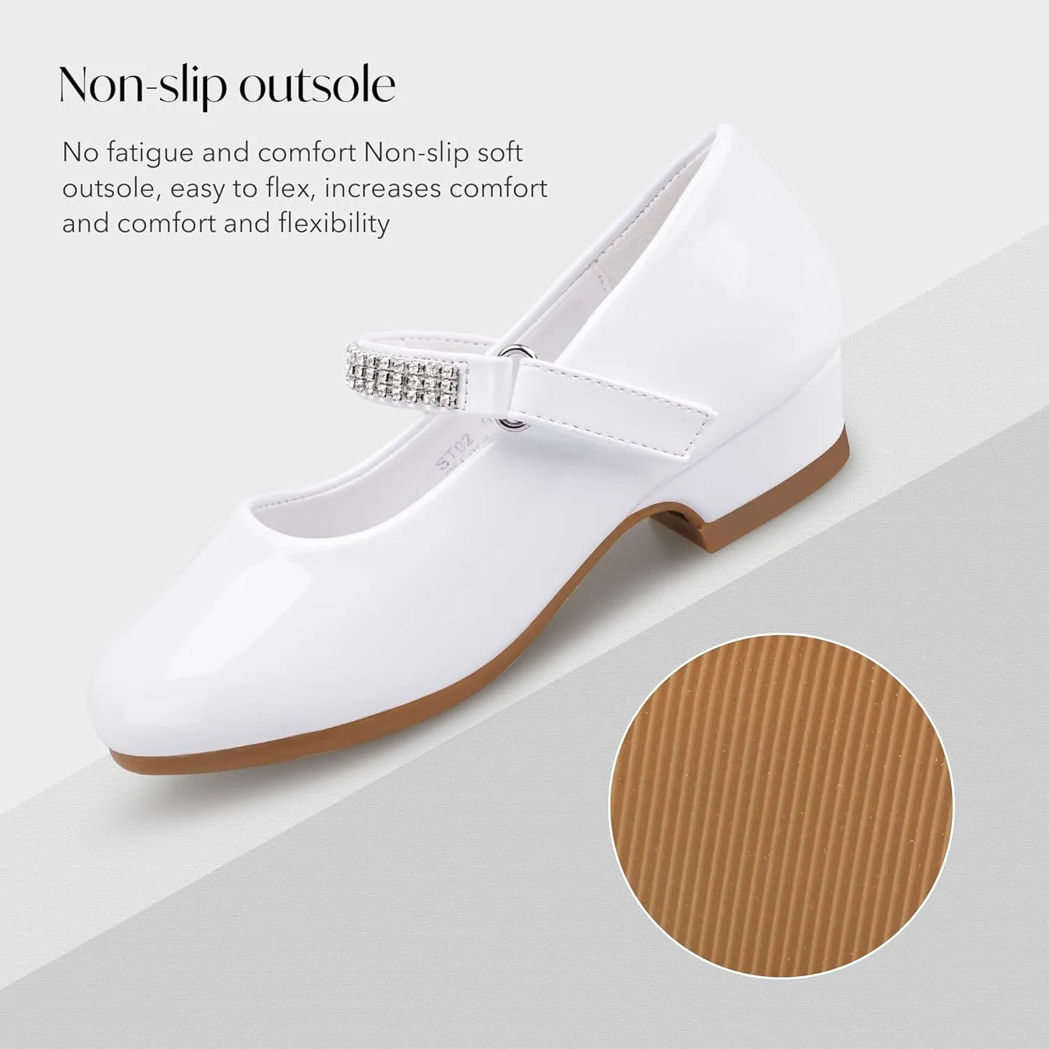 Stelle Girls Dress Shoes Toddler White Flower Girl Low Heels Mary Jane Flat for School Uniform Wedding(Little/Big Kid)