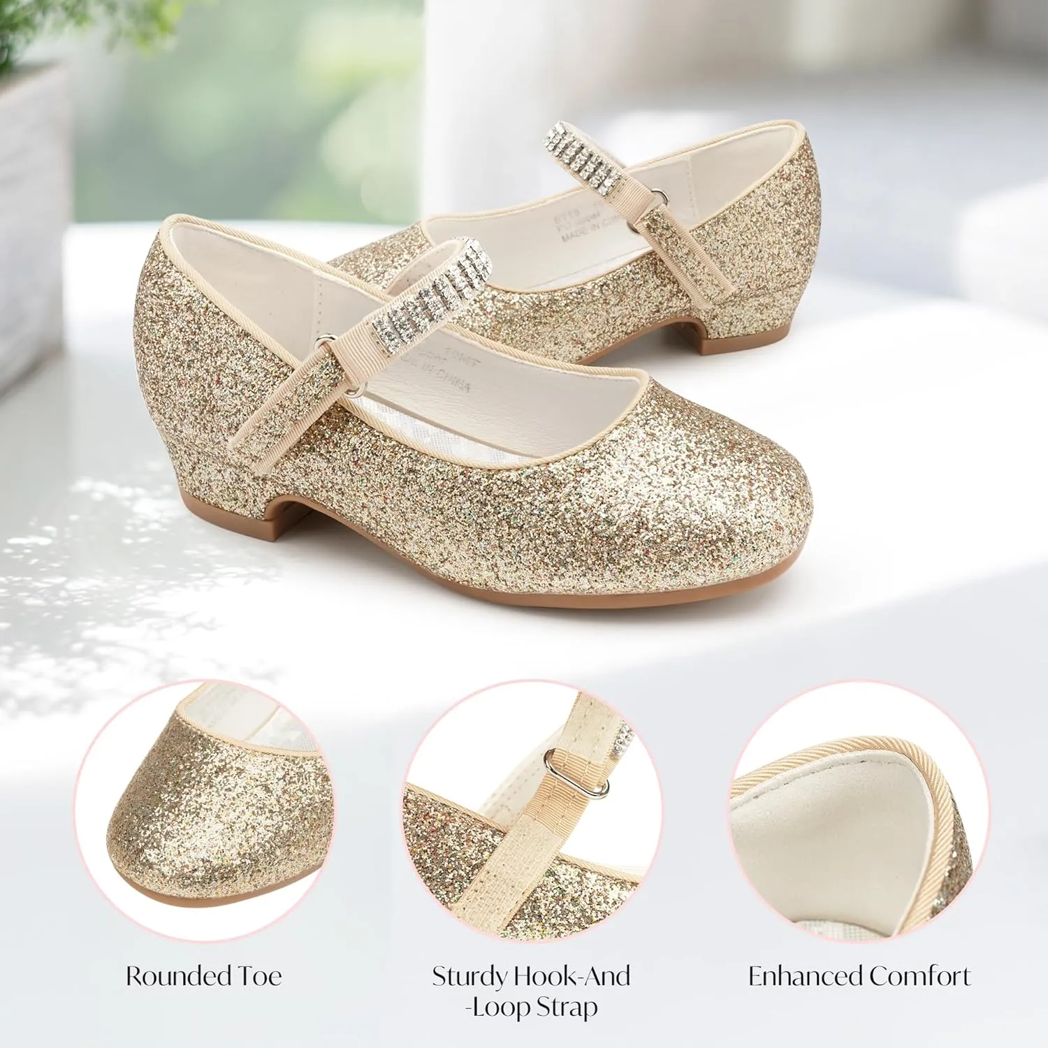 Stelle Girls Dress Shoes Toddler White Flower Girl Low Heels Mary Jane Flat for School Uniform Wedding(Little/Big Kid)