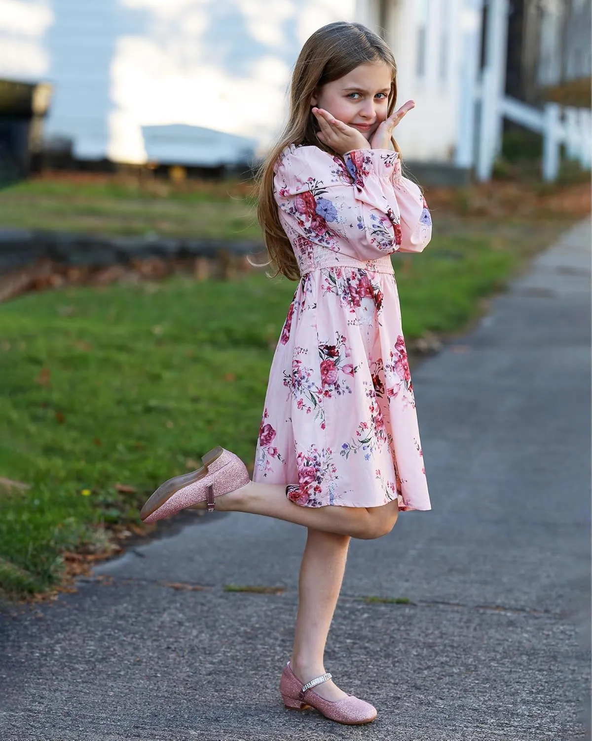 Stelle Girls Dress Shoes Toddler White Flower Girl Low Heels Mary Jane Flat for School Uniform Wedding(Little/Big Kid)