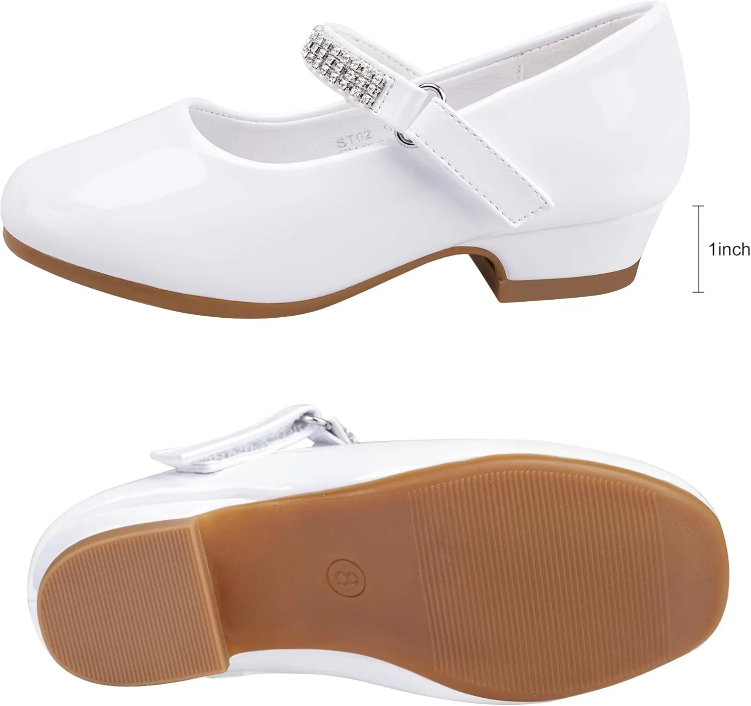 Stelle Girls Dress Shoes Toddler White Flower Girl Low Heels Mary Jane Flat for School Uniform Wedding(Little/Big Kid)