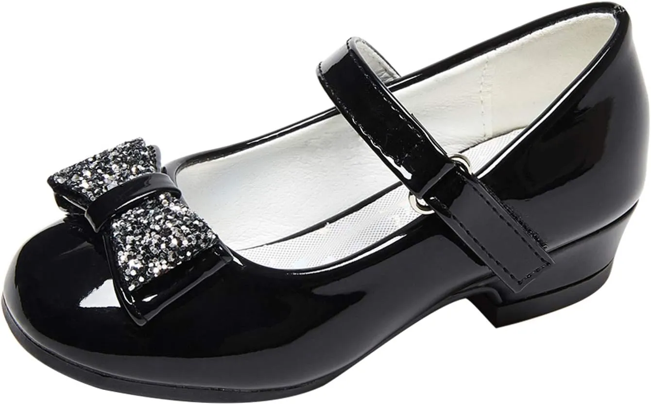 Stelle Girls Dress Shoes Toddler White Flower Girl Low Heels Mary Jane Flat for School Uniform Wedding(Little/Big Kid)