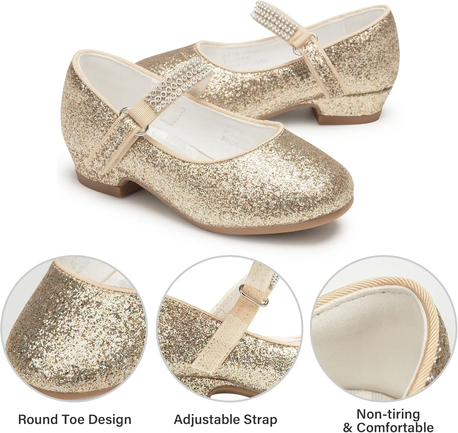 Stelle Girls Dress Shoes Toddler White Flower Girl Low Heels Mary Jane Flat for School Uniform Wedding(Little/Big Kid)