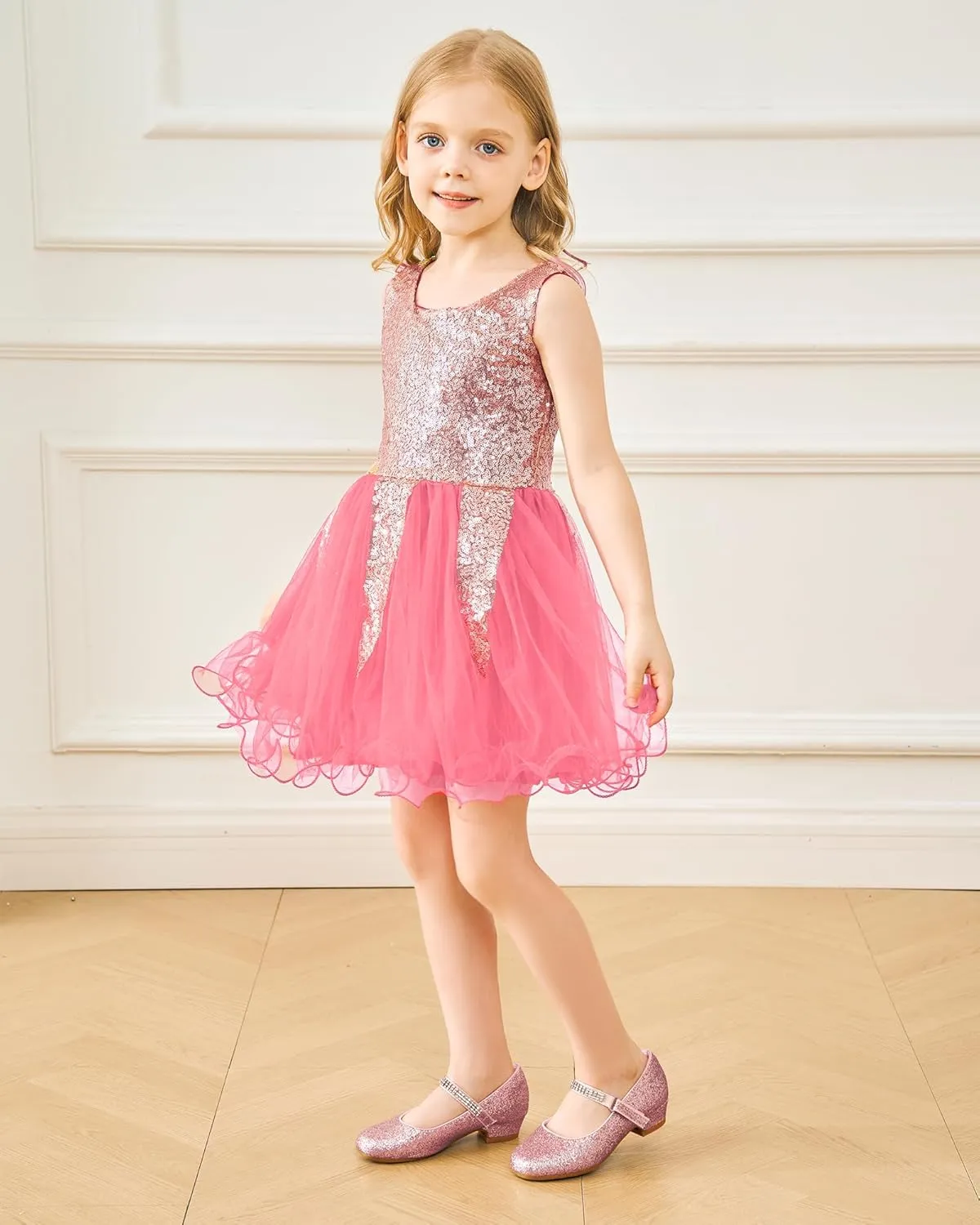 Stelle Girls Dress Shoes Toddler White Flower Girl Low Heels Mary Jane Flat for School Uniform Wedding(Little/Big Kid)