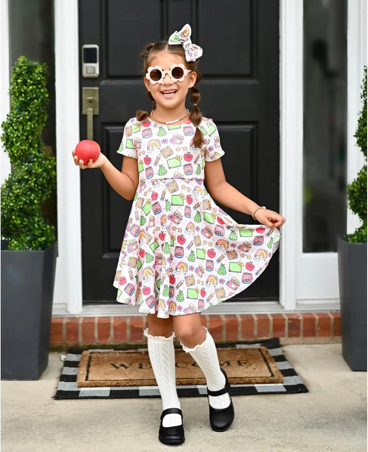 Stelle Girls School Uniform Shoes Mary Jane Flats Black Dress Shoes (Little/Big Kids)