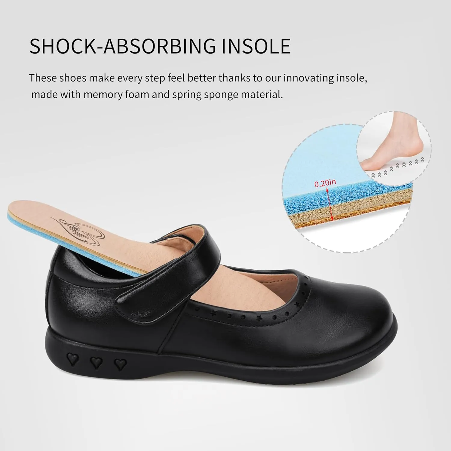 Stelle Girls School Uniform Shoes Mary Jane Flats Black Dress Shoes (Little/Big Kids)
