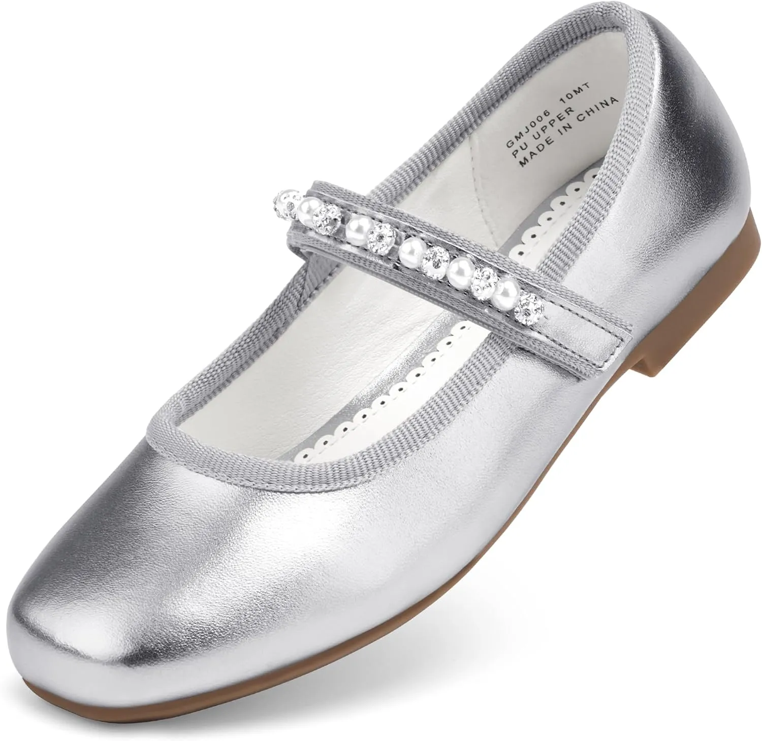 Stelle Girls Wedding Dress Shoes Ballet Flats Flower Party Mary Jane with Beaded Straps Toddler/Little/Big Kids