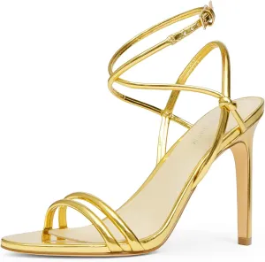 Strappy Heels for Women Stiletto High Heels Open Toe Ankle Strap Sexy Prom Dressy Comfortable Lace Up Heeled Sandals