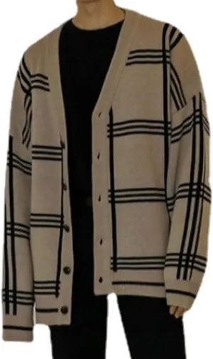 Striped Sweater Cardigans for Men Women Plaid Preppy Academia Clothing Vintage Grunge Aesthetic Sweater Korean Fashion