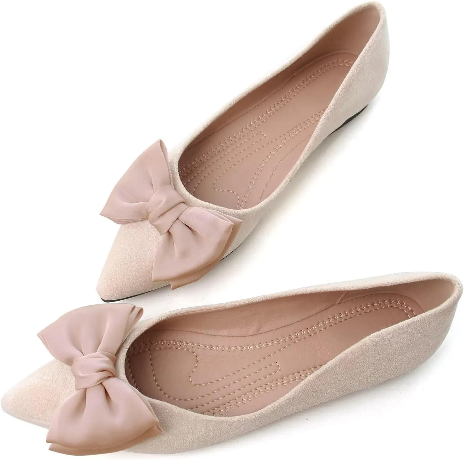 Stunner Women's Ballet Flats Comfortable Pointy Toe Slip On Memory Foam Bowtie Walking Dressy Flats Shoes