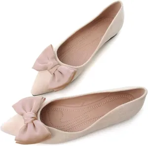 Stunner Women's Ballet Flats Comfortable Pointy Toe Slip On Memory Foam Bowtie Walking Dressy Flats Shoes