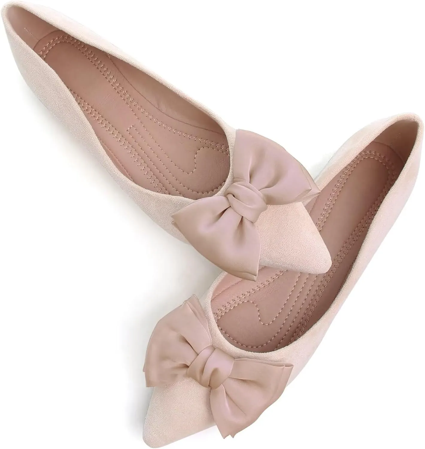 Stunner Women's Ballet Flats Comfortable Pointy Toe Slip On Memory Foam Bowtie Walking Dressy Flats Shoes