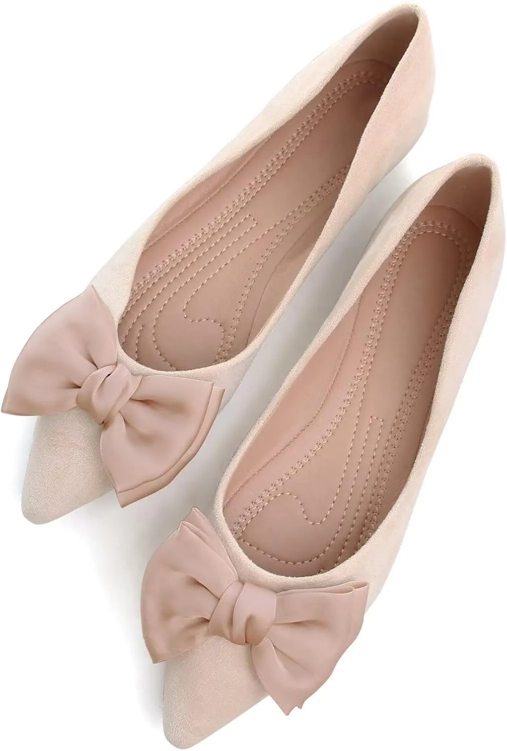 Stunner Women's Ballet Flats Comfortable Pointy Toe Slip On Memory Foam Bowtie Walking Dressy Flats Shoes