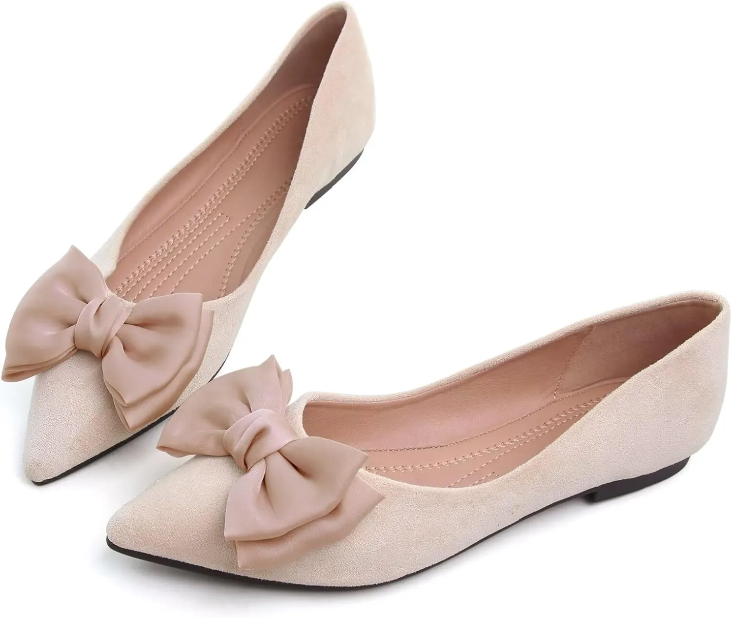 Stunner Women's Ballet Flats Comfortable Pointy Toe Slip On Memory Foam Bowtie Walking Dressy Flats Shoes