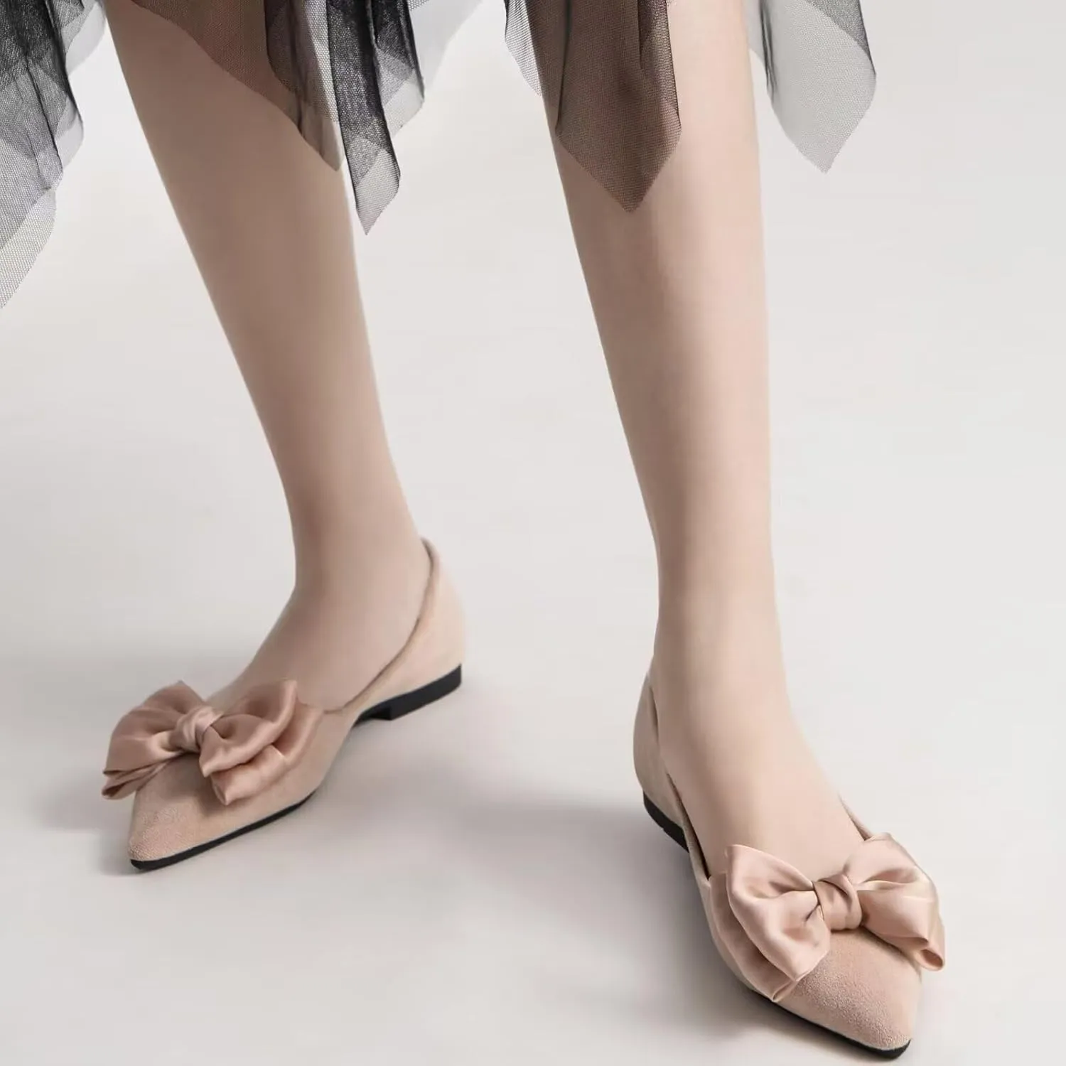 Stunner Women's Ballet Flats Comfortable Pointy Toe Slip On Memory Foam Bowtie Walking Dressy Flats Shoes