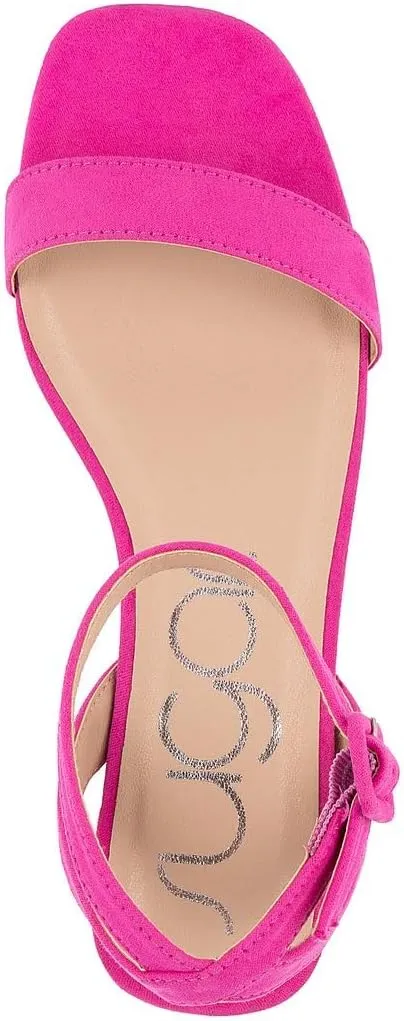 Sugar Women's Low Block Heel Dress Sandals – Ankle Strap Open Toe Comfortable Walking Heels for Casual, Party, or Work