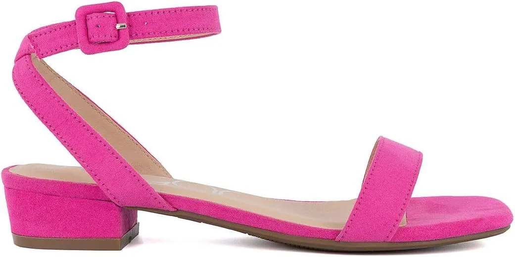 Sugar Women's Low Block Heel Dress Sandals – Ankle Strap Open Toe Comfortable Walking Heels for Casual, Party, or Work